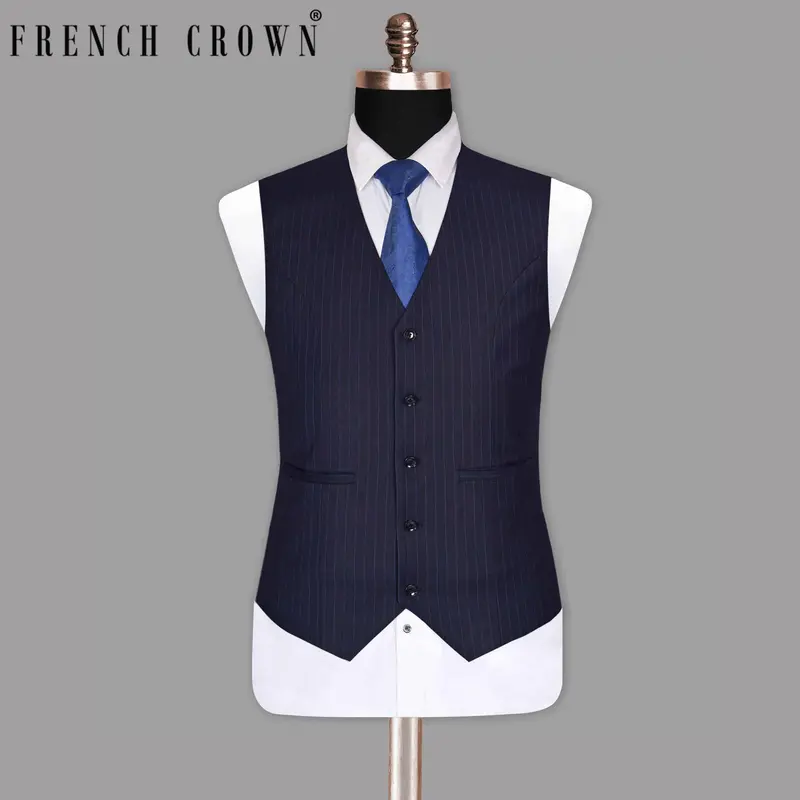 Navy With Tonal Striped Waistcoat 1