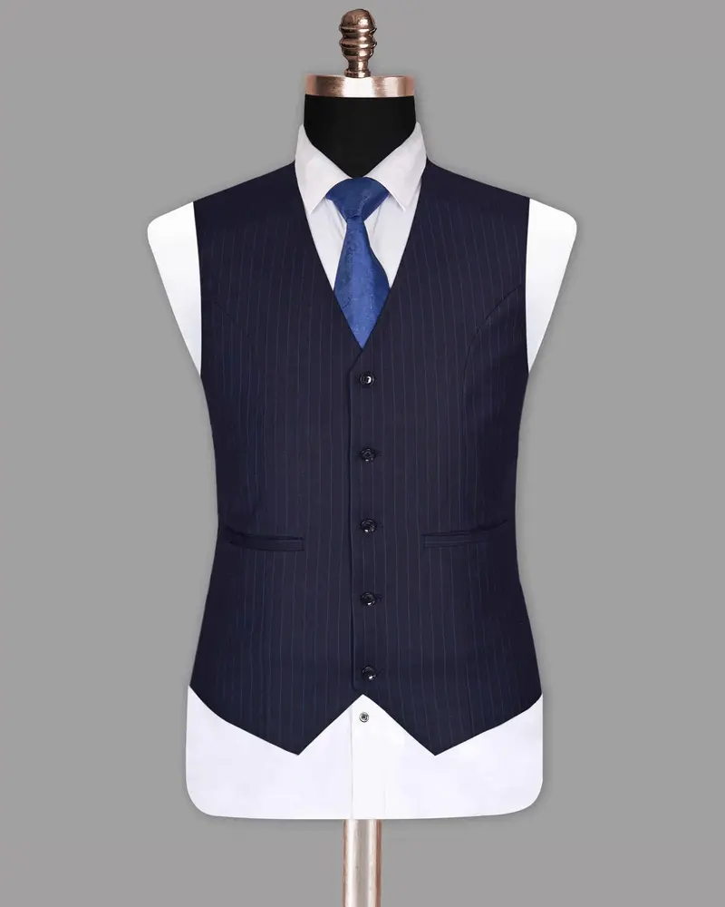 Navy With Tonal Striped Waistcoat 2
