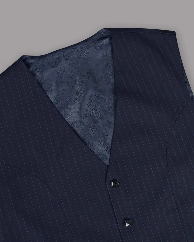 Navy With Tonal Striped Waistcoat 4