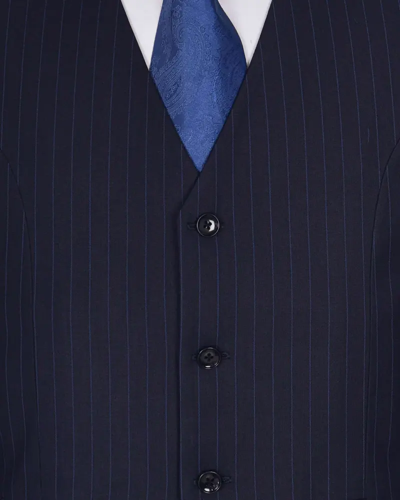 Navy With Tonal Striped Waistcoat 5