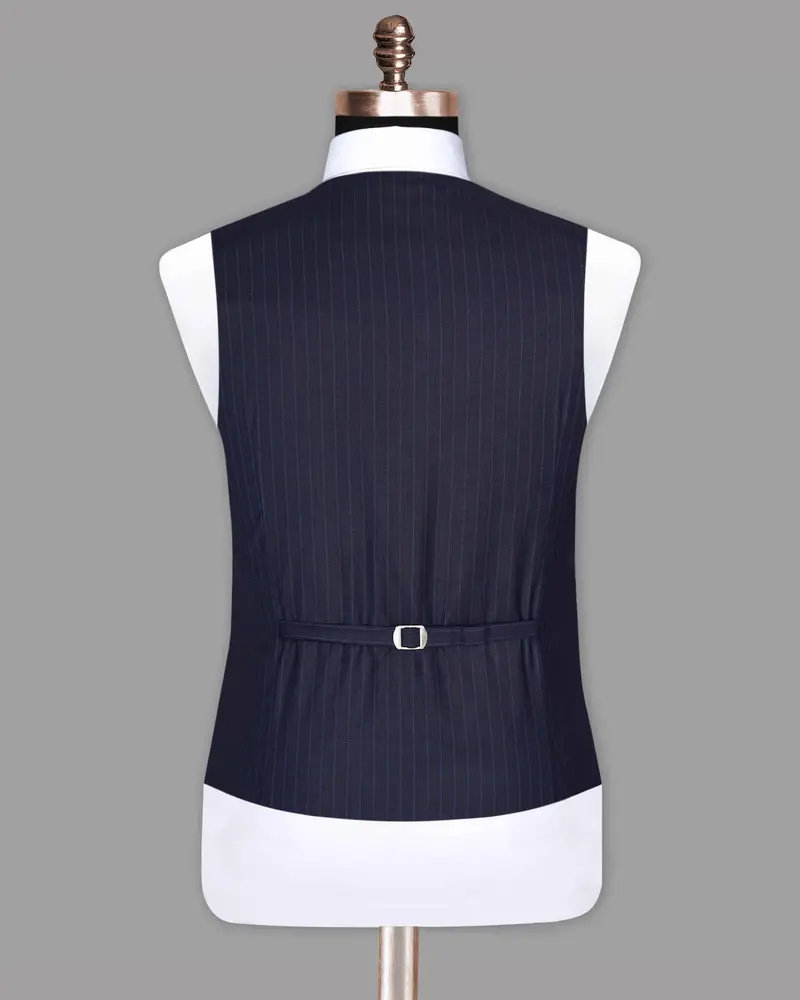 Navy With Tonal Striped Waistcoat 6