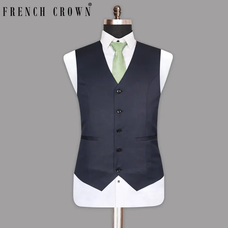 Navy Wool Rich Waistcoat 1