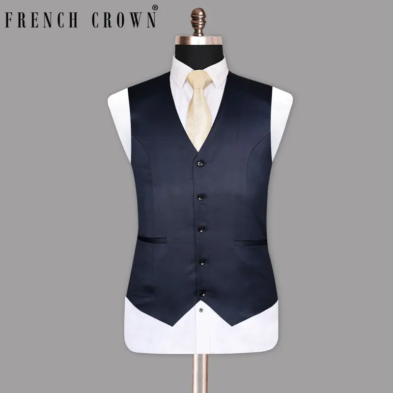 Navy Wool Rich Waistcoat 1