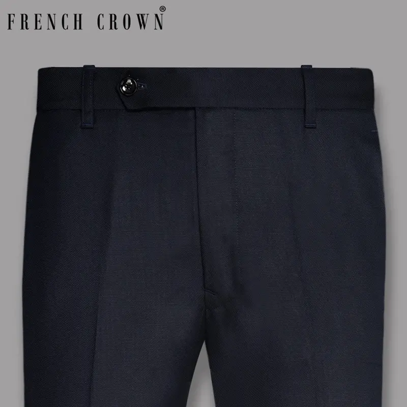 Navy Wool-Silk Blend Pant 1