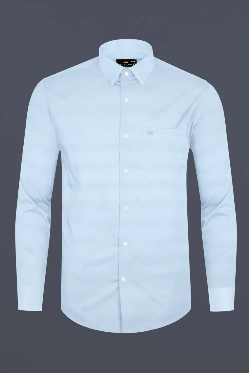 Nebula Blue Striped Dobby Textured Premium Giza Cotton Shirt 4