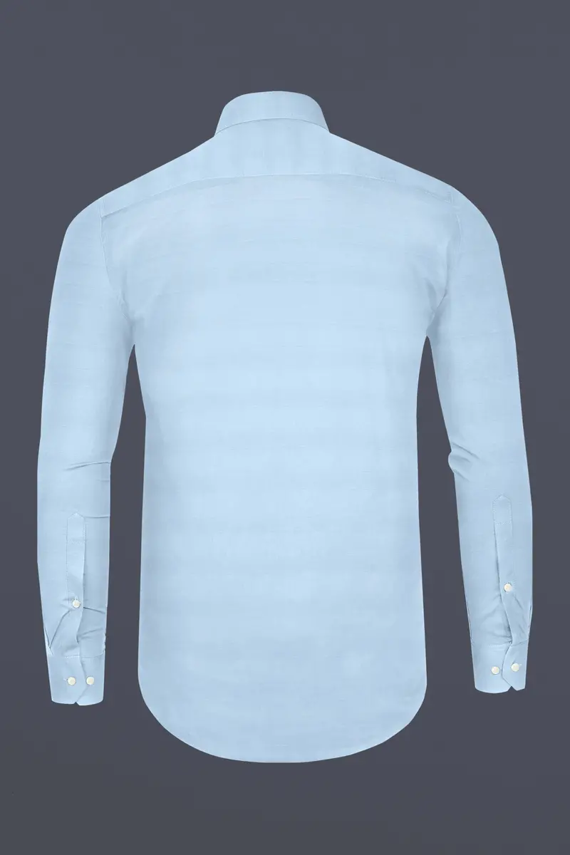 Nebula Blue Striped Dobby Textured Premium Giza Cotton Shirt 5