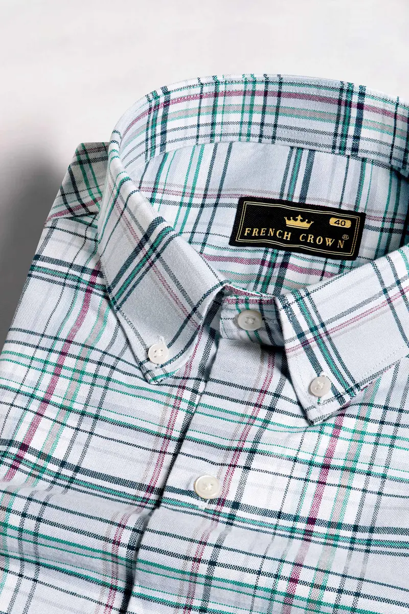 Nebula Gray With Horizon Green Multicolour Plaid Royal Oxford Shirt 1