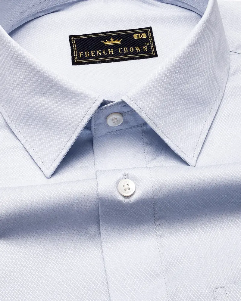 Nebula Light Blue Dobby Textured Premium Giza Cotton Shirt 1