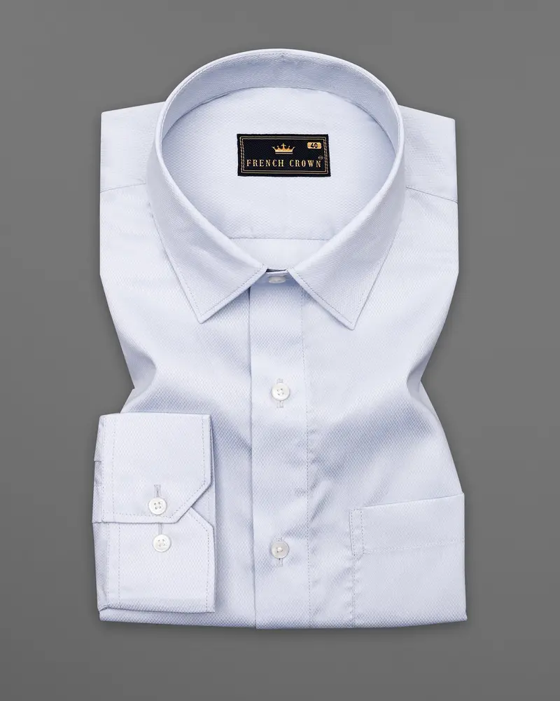Nebula Light Blue Dobby Textured Premium Giza Cotton Shirt 3