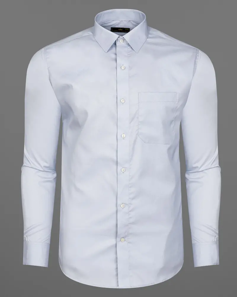 Nebula Light Blue Dobby Textured Premium Giza Cotton Shirt 5