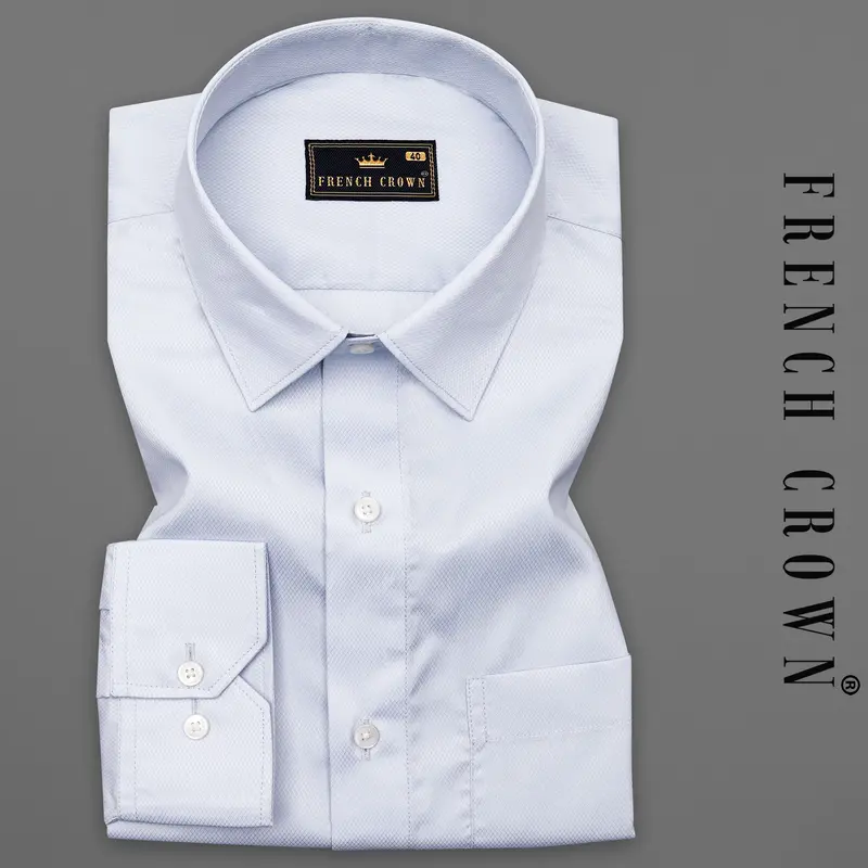 Nebula Light Blue Dobby Textured Premium Giza Cotton Shirt 7