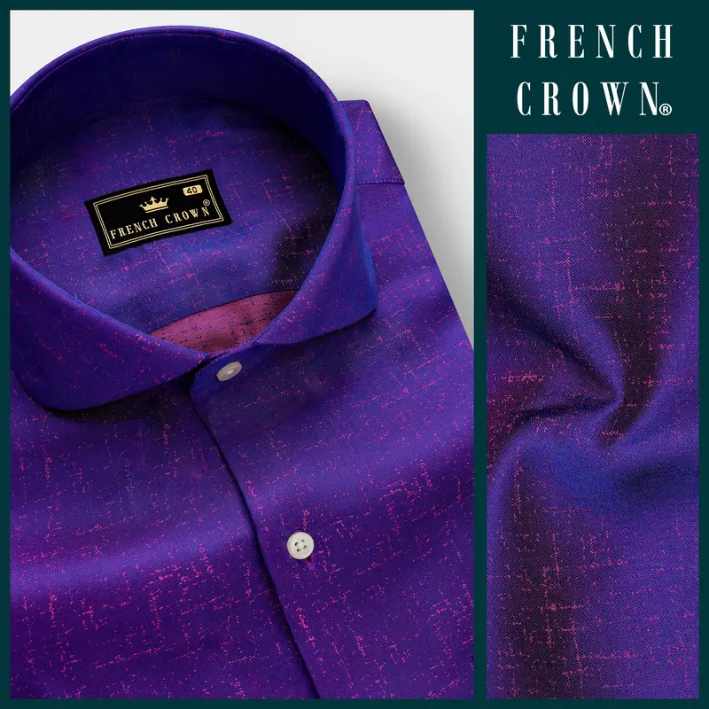 Nebula-Meteorite Purple Two Tone Jacquard Textured Premium Cotton Dress Tencel Shirt 8