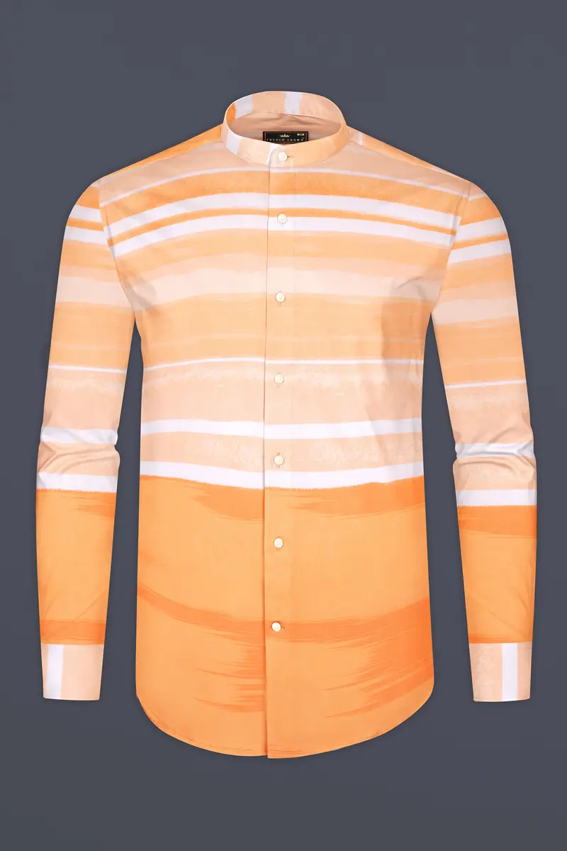 Neon Carrot And White Luxurious Linen Shirt 2