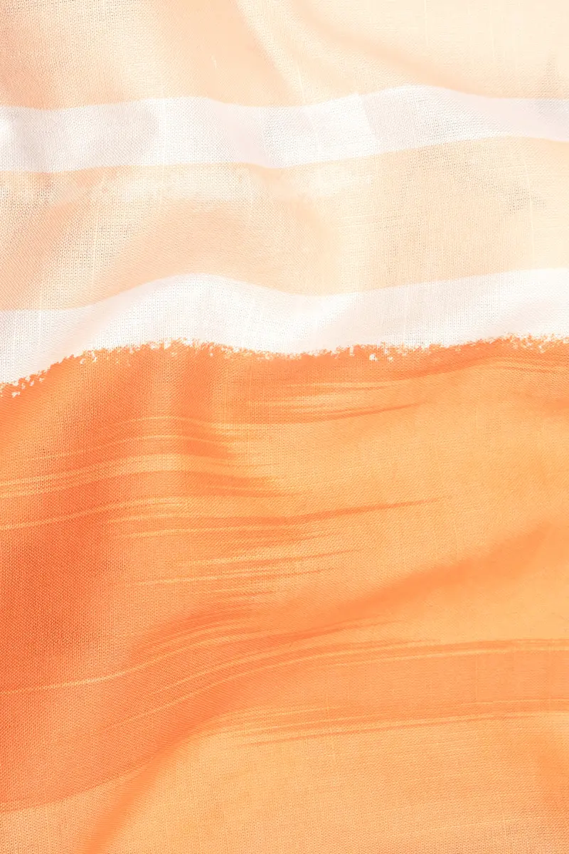 Neon Carrot And White Luxurious Linen Shirt 3