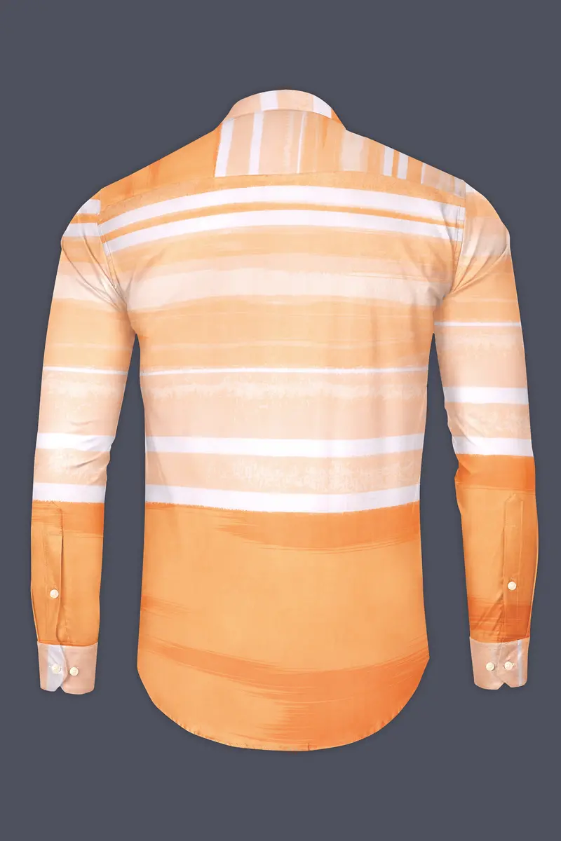 Neon Carrot And White Luxurious Linen Shirt 6
