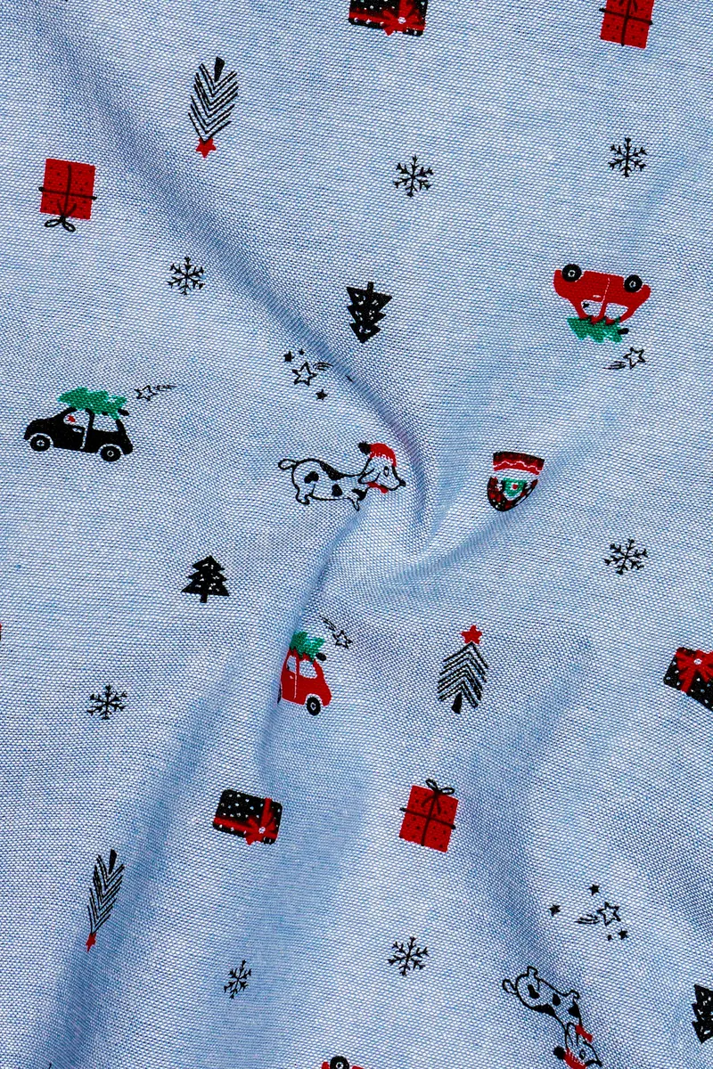 Nepal Blue Christmas Printed Oxford Premium Cotton Boxer 3