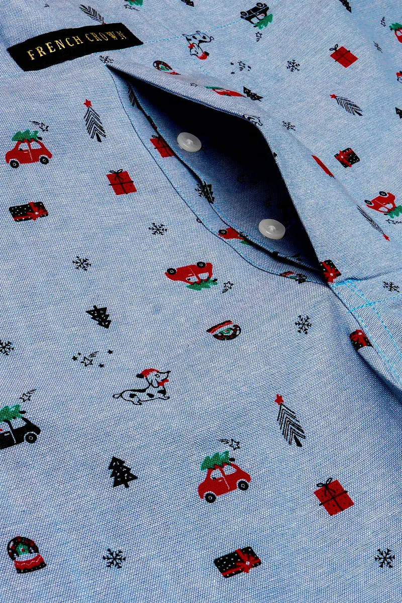 Nepal Blue Christmas Printed Oxford Premium Cotton Boxer 4
