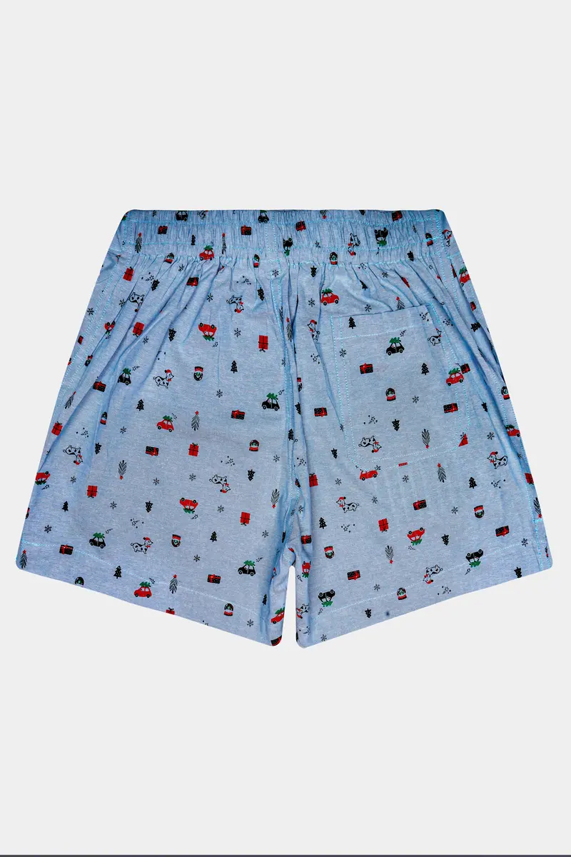 Nepal Blue Christmas Printed Oxford Premium Cotton Boxer 6