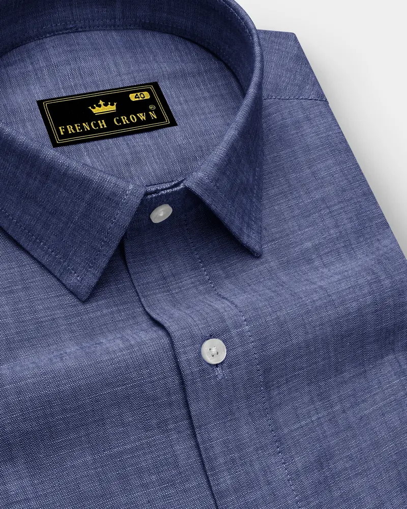 Nepal Blue Two Tone Chambray Premium Cotton Shirt 1