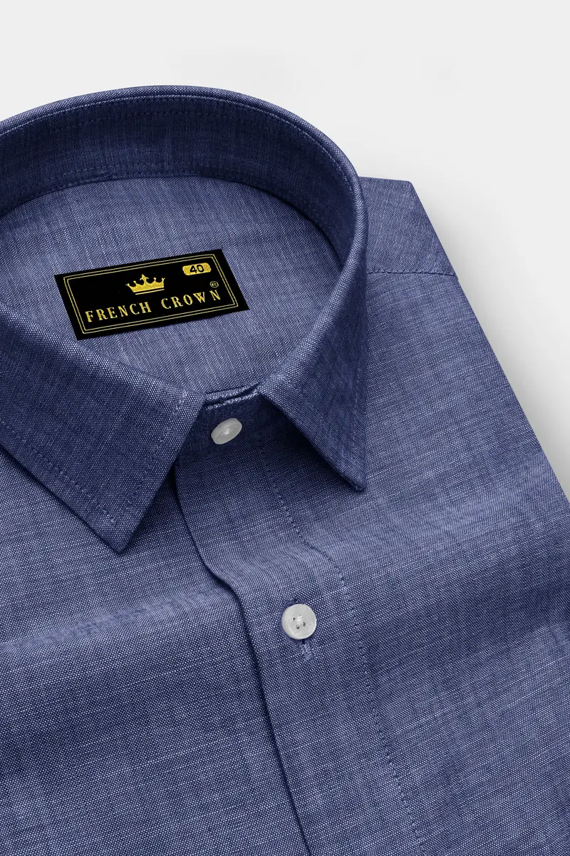 Nepal Blue Two Tone Chambray Premium Cotton Shirt 2