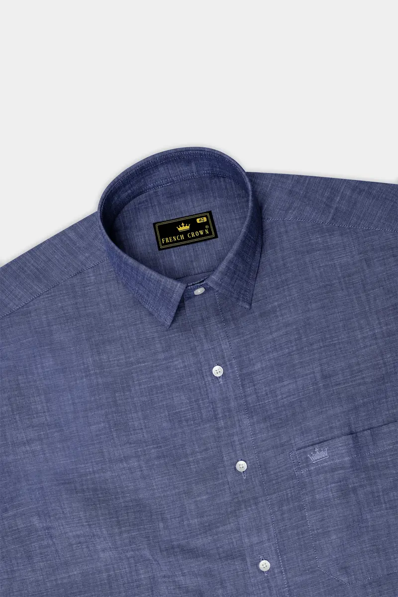 Nepal Blue Two Tone Chambray Premium Cotton Shirt 5
