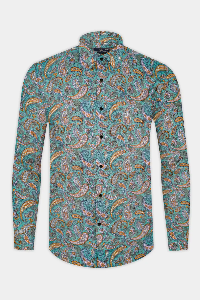 Neptune Green And Wisteria Pink Multicolor Printed Super Soft Premium Cotton Shirt 4