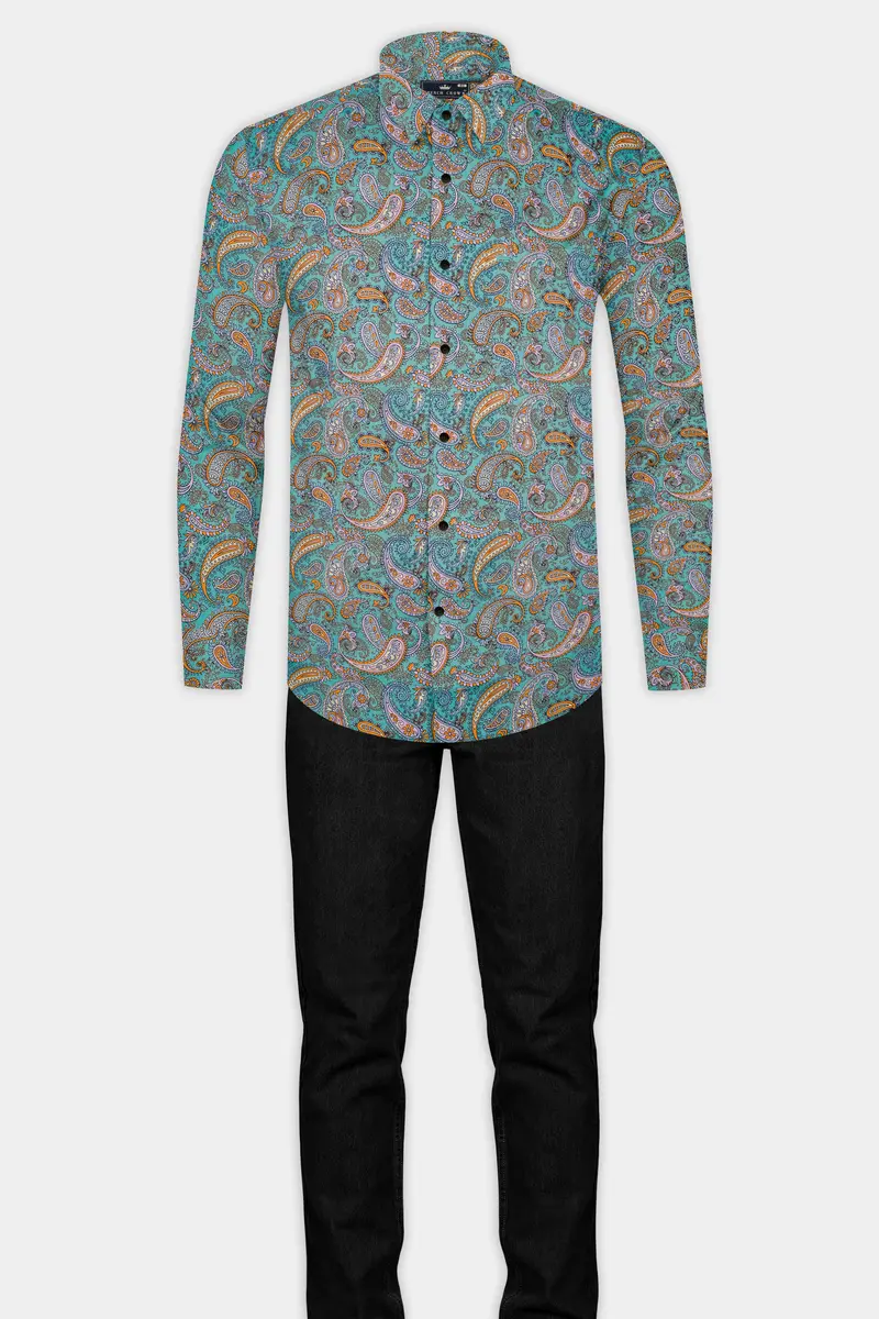Neptune Green And Wisteria Pink Multicolor Printed Super Soft Premium Cotton Shirt 6