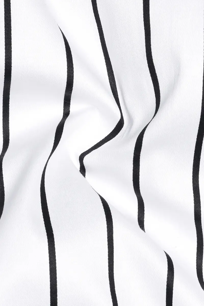 Nerbian-Bright White And Jade Black Pin Striped Subtle Sheen Super Soft Premium Cotton Dress Shirt 3