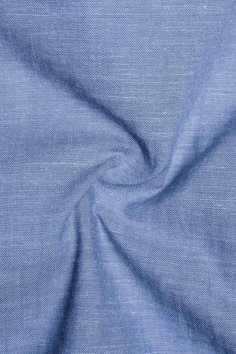 Nerino-Polo Blue Solid Luxurious Linen Shorts 3