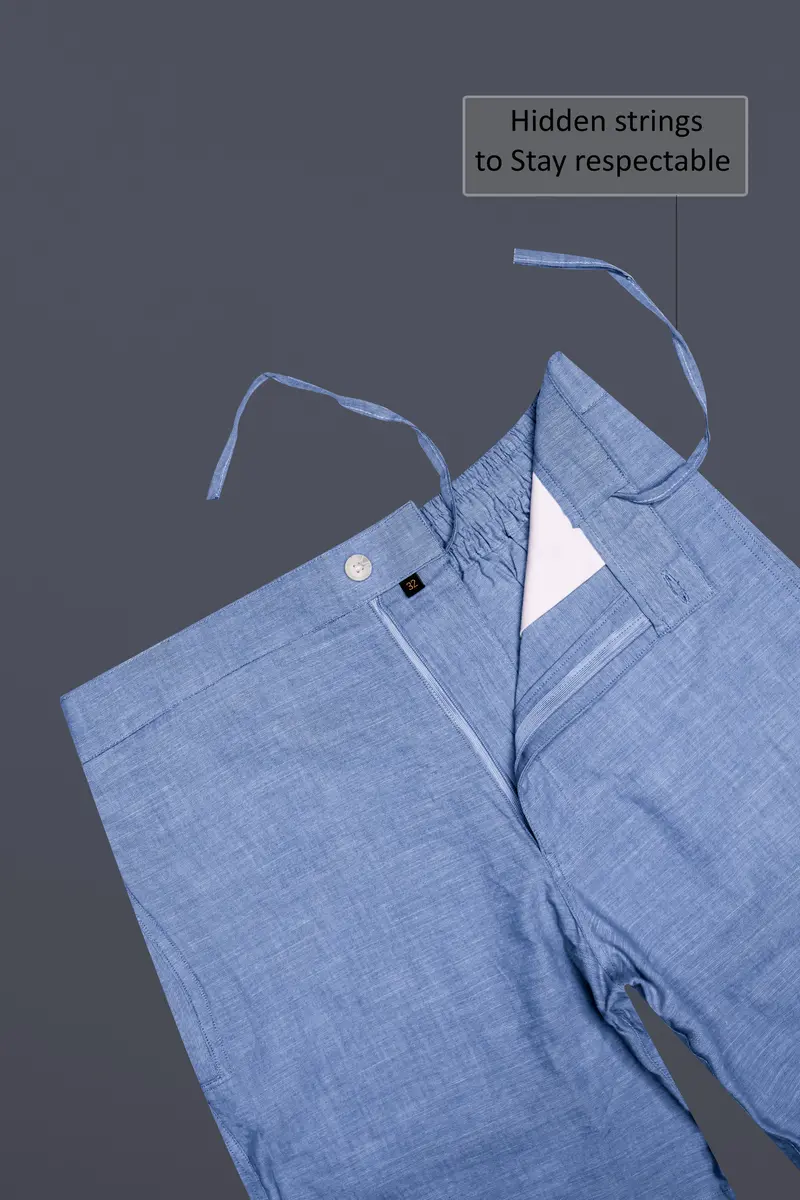 Nerino-Polo Blue Solid Luxurious Linen Shorts 4