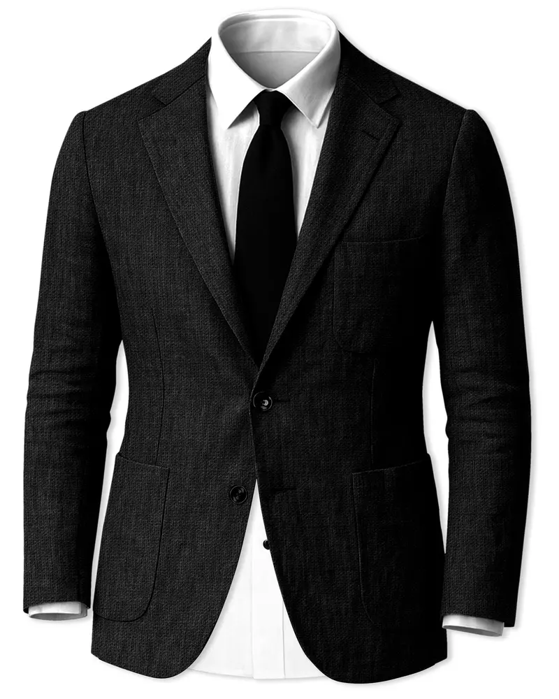 Nerjade-Jade Black Luxurious Linen Single Breasted Sports Blazer 1