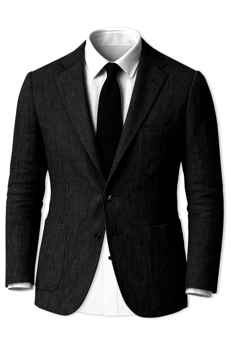 Nerjade-Jade Black Luxurious Linen Single Breasted Sports Blazer 2