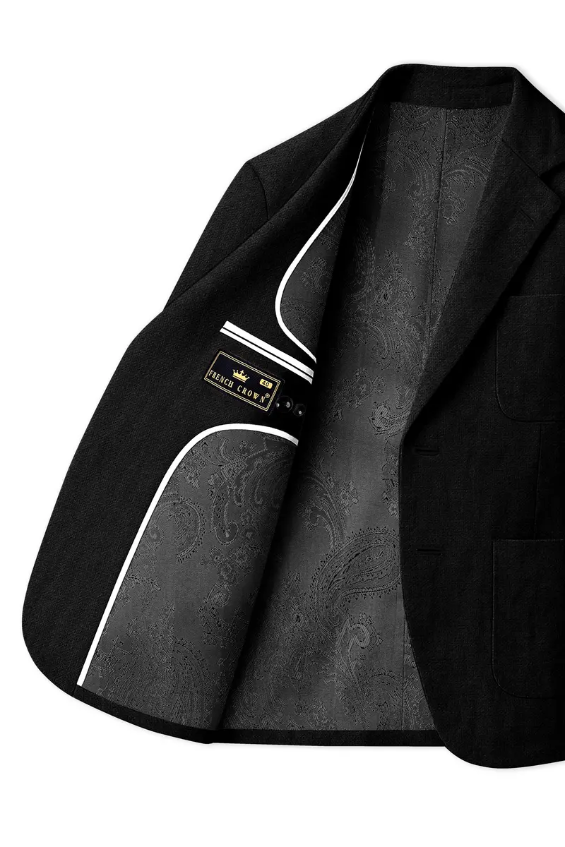 Nerjade-Jade Black Luxurious Linen Single Breasted Sports Blazer 6