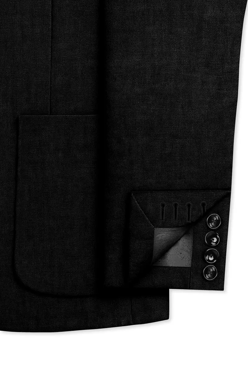 Nerjade-Jade Black Luxurious Linen Single Breasted Sports Blazer 7