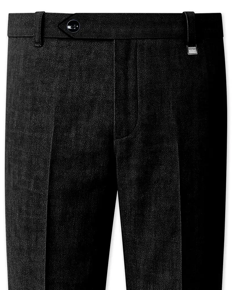 Nerjade-Jade Black Luxurious Linen Stretchable Waistband Pant 1