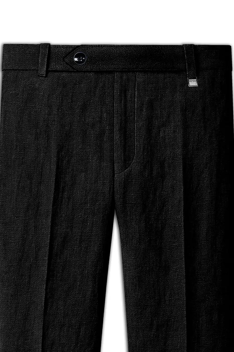 Nerjade-Jade Black Luxurious Linen Stretchable Waistband Pant 4