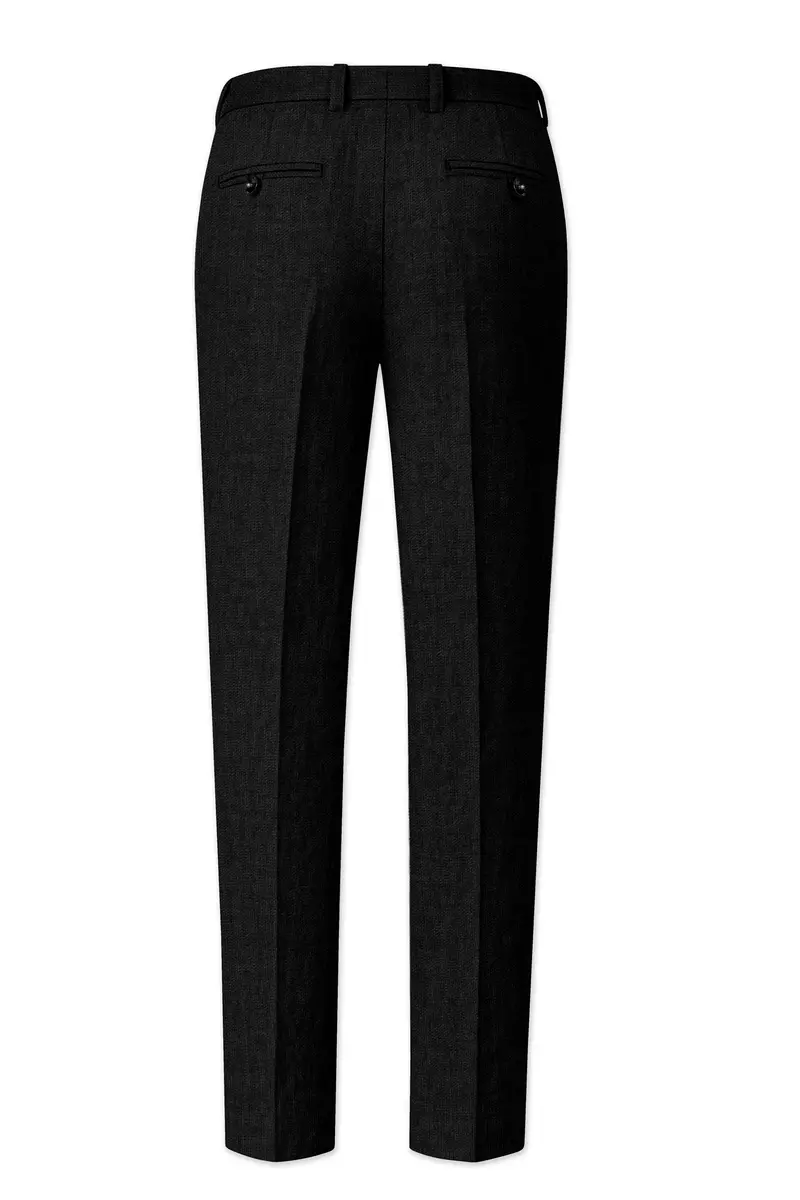 Nerjade-Jade Black Luxurious Linen Stretchable Waistband Pant 5