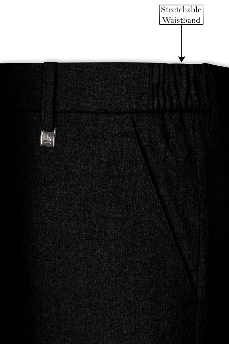Nerjade-Jade Black Luxurious Linen Stretchable Waistband Pant 6