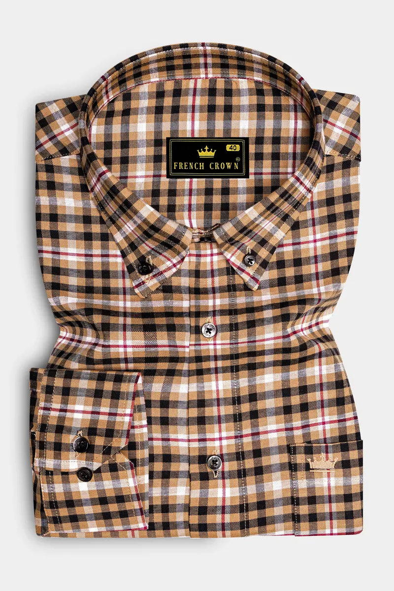 Nero Black With Cape Honey Windowpane Royal Oxford Shirt 4