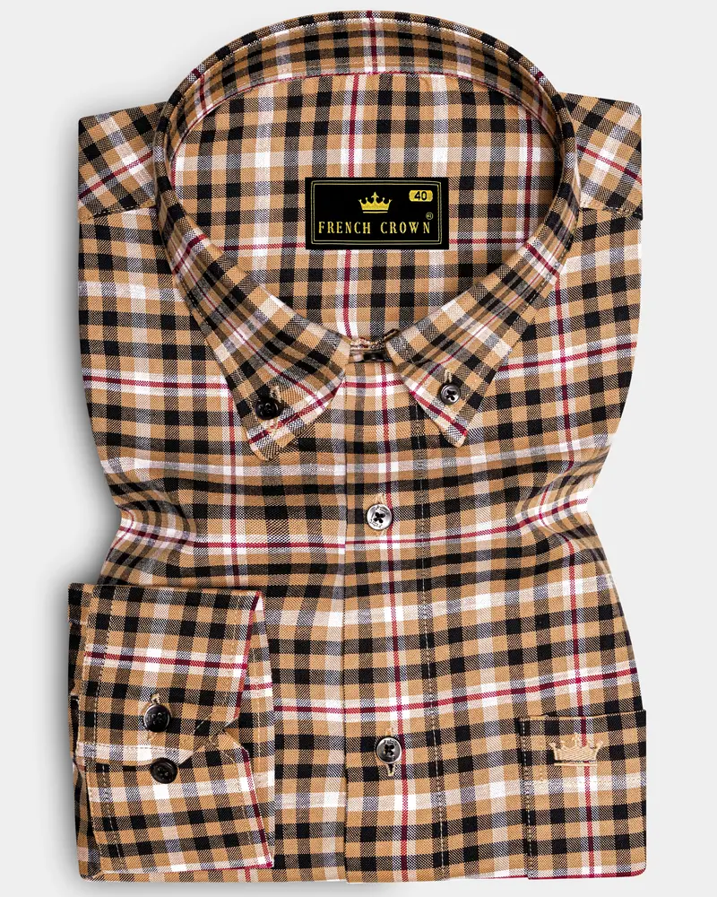 Nero Black With Cape Honey Windowpane Royal Oxford Shirt 6