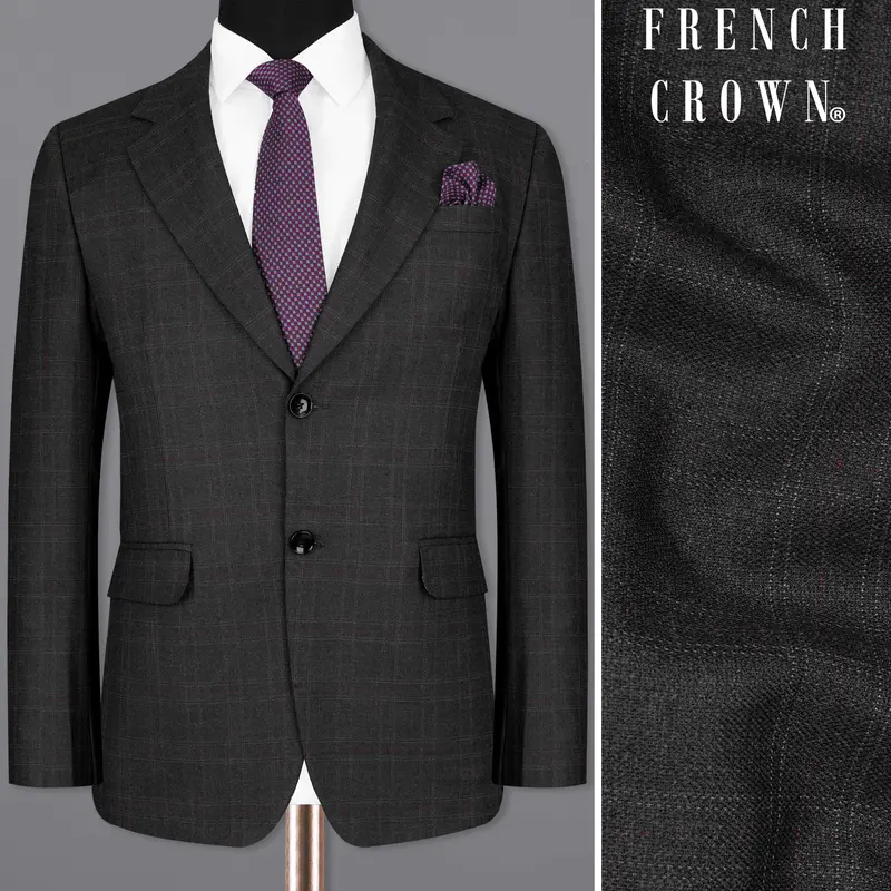 Nero Grey Subtle Plaid Single-Breasted Blazer 1