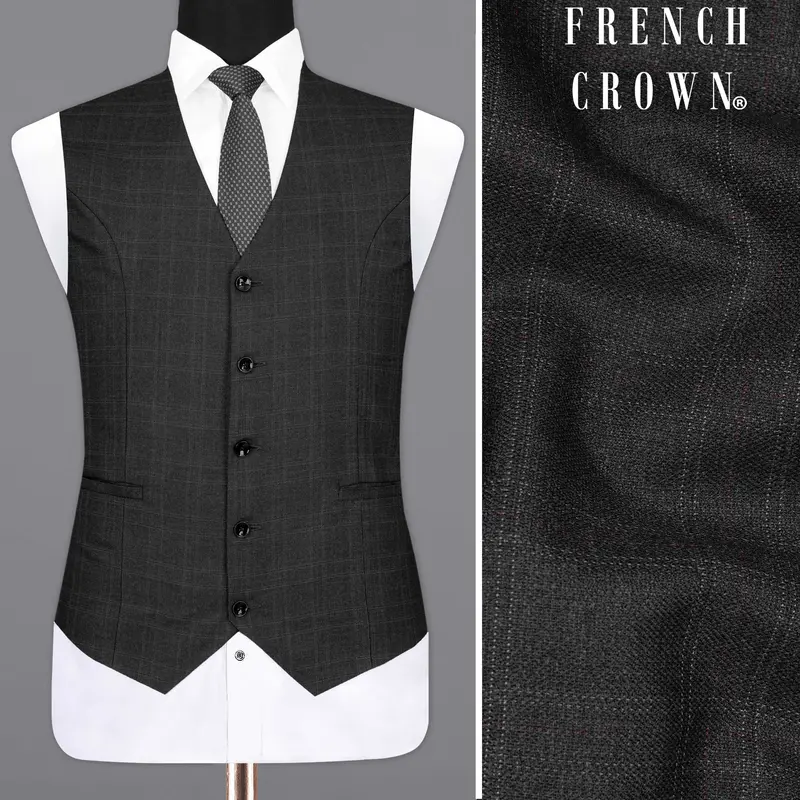 Nero Grey Subtle Plaid Waistcoat 1