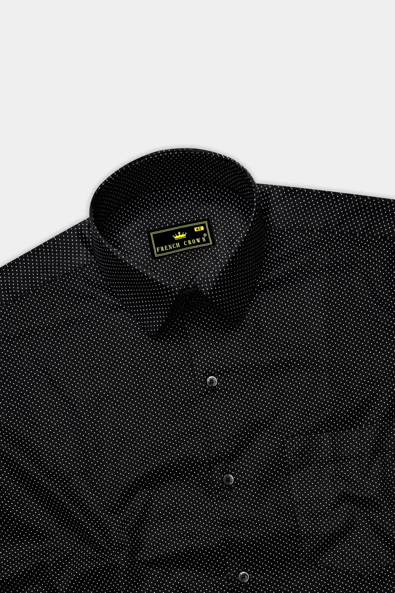 Nerovoro Jade Black And Bright White Micro Dotted Printed Subtle Sheen Super Soft Premium Cotton Dress Shirt 5
