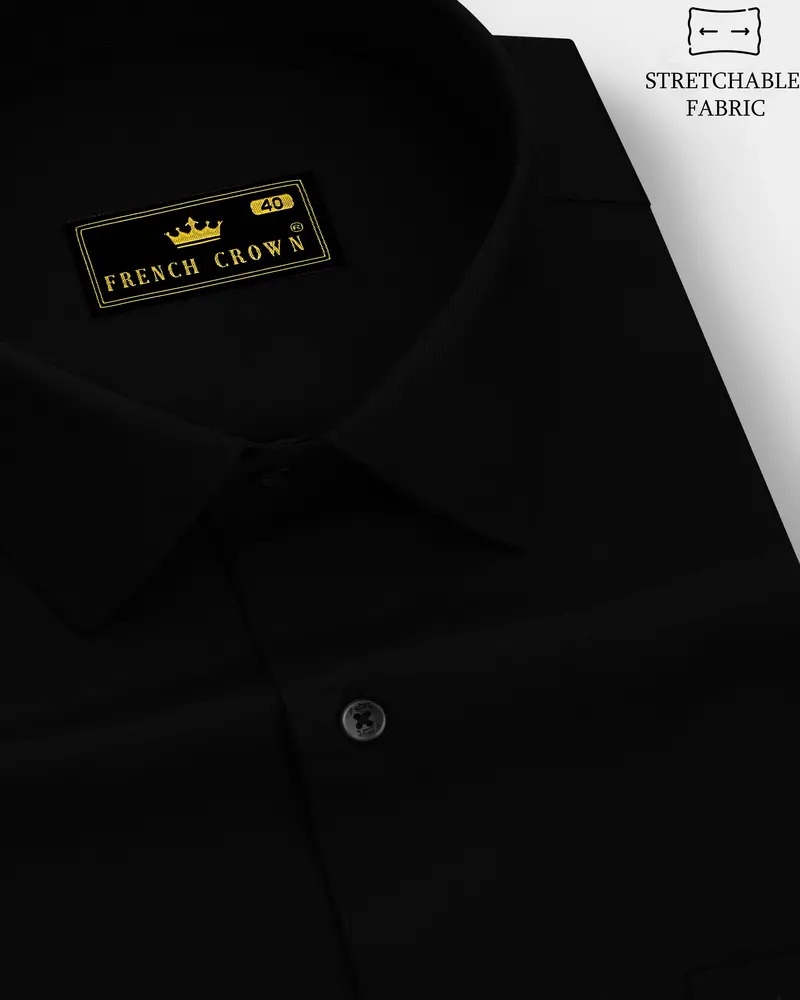 Nervaro-Jade Black Stretchable Twill Premium Cotton Dress Shirt 1