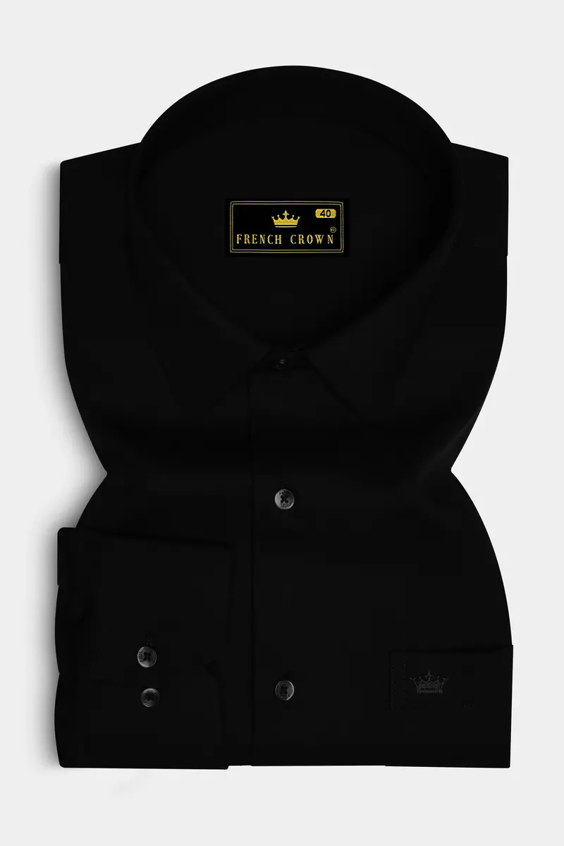 Nervaro-Jade Black Stretchable Twill Premium Cotton Dress Shirt 4