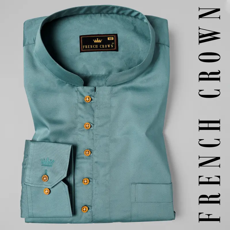 Nevada Blue Premium Cotton Kurta Style Shirt 1