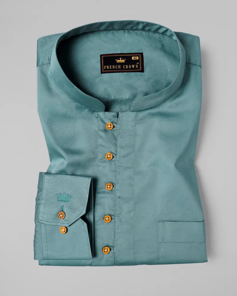 Nevada Blue Premium Cotton Kurta Style Shirt 2