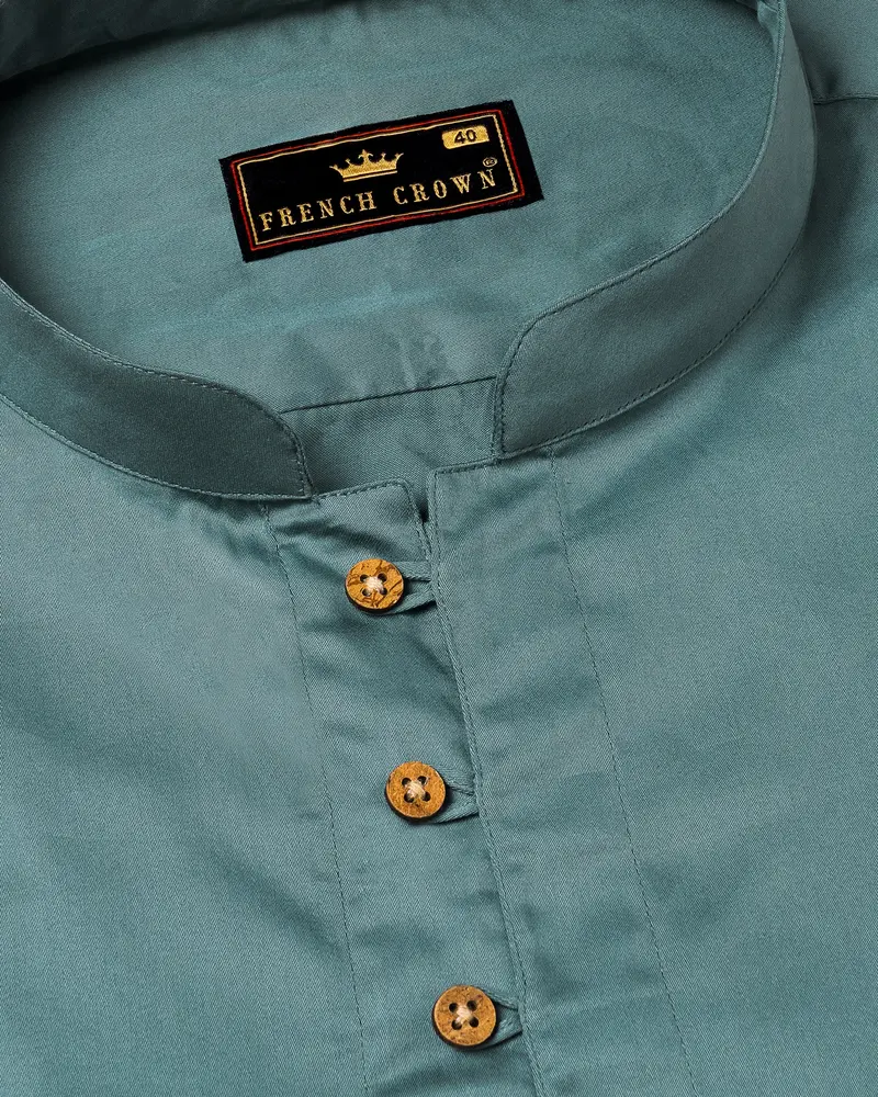 Nevada Blue Premium Cotton Kurta Style Shirt 4