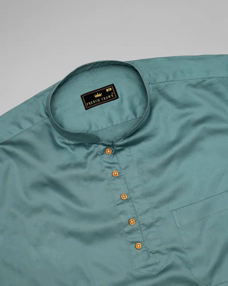 Nevada Blue Premium Cotton Kurta Style Shirt 5