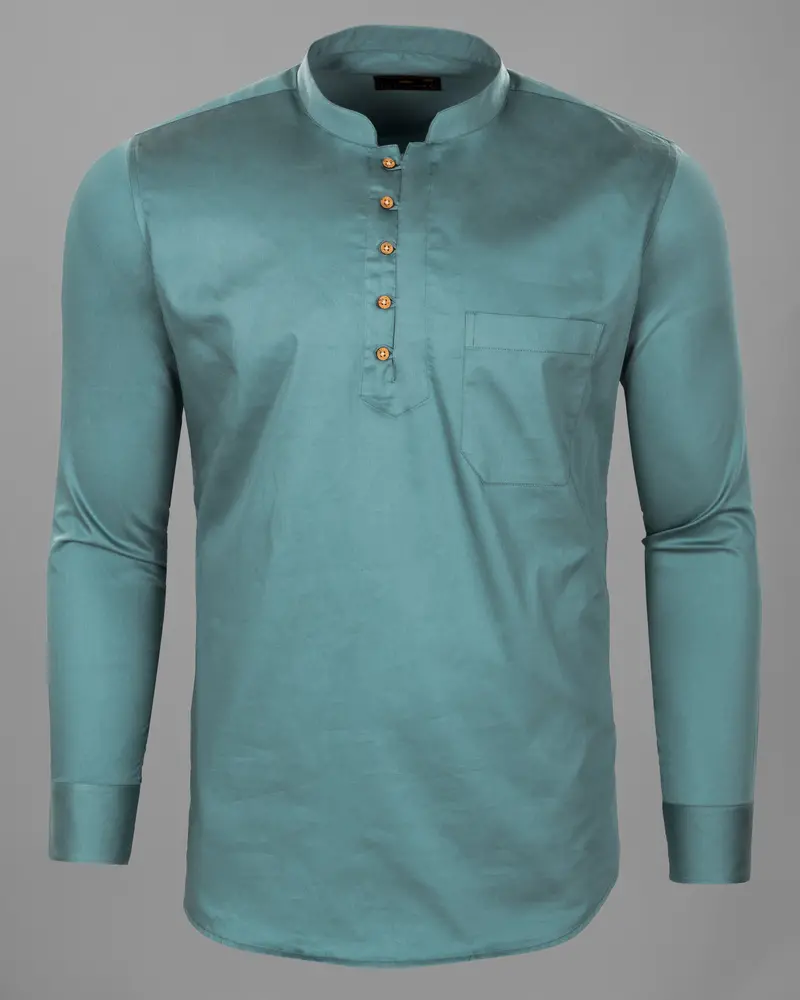 Nevada Blue Premium Cotton Kurta Style Shirt 6
